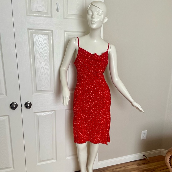 Princess Polly Red Floral Slip Dress Size 4 - Picture 3 of 10